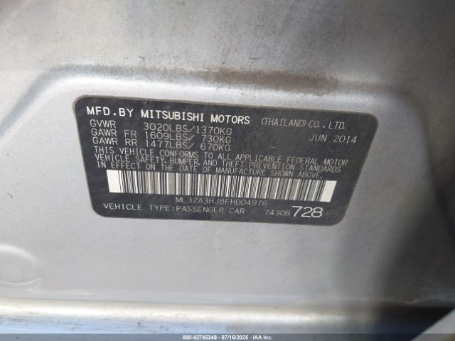 2015 MITSUBISHI MIRAGE ML32A3HJ8FH004976 Photo 8