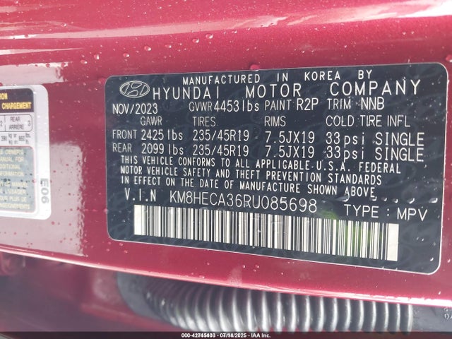 Aukcja sprzedaży 2024 Hyundai Kona Limited, vin: KM8HECA36RU085698, numer aukcji: 42745403