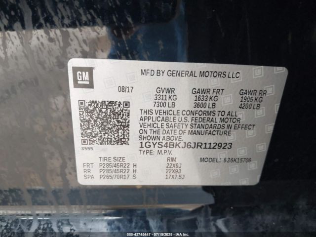 2018 CADILLAC ESCALADE 1GYS4BKJ6JR112923 Photo 8