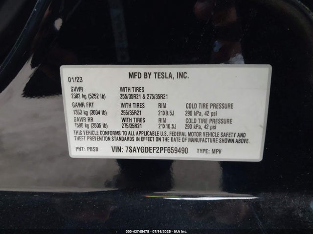 2023 TESLA MODEL Y 7SAYGDEF2PF659490 Photo 8