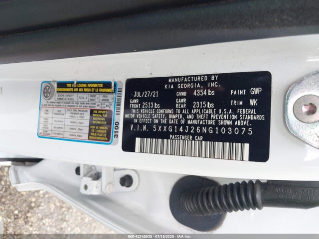 5XXG14J26NG103075 KIA t-gdi gamma ii
