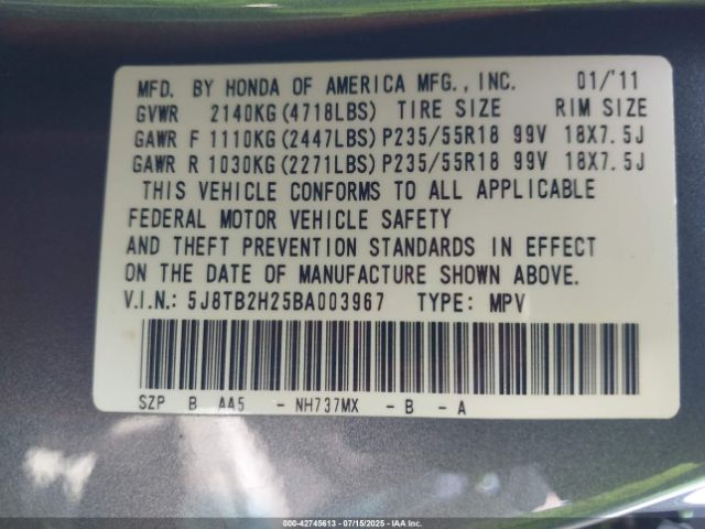 2011 ACURA RDX 5J8TB2H25BA003967 Photo 8