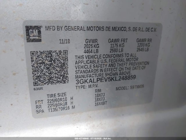 3GKALPEV5KL248859 GMC lyx - direct injection, vvt, fgt, turbo, alum, gen 1