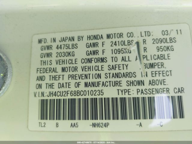 2011 ACURA TSX JH4CU2F68BC010235 Photo 8