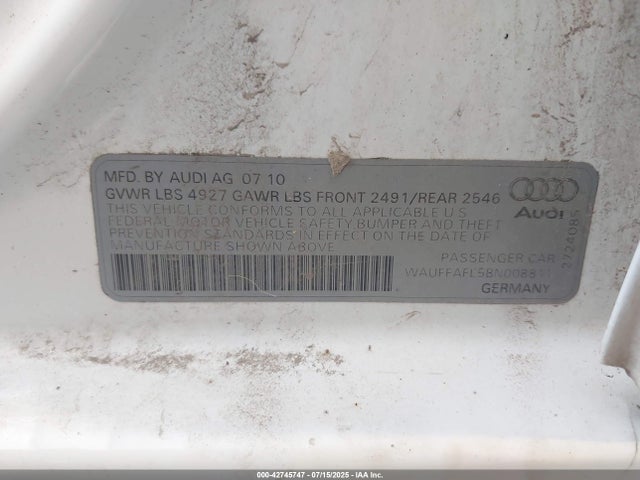 2011 AUDI A4 WAUFFAFL5BN008811 Photo 8