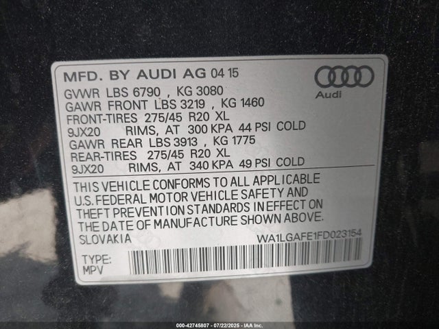 2015 AUDI Q7 WA1LGAFE1FD023154 Photo 8
