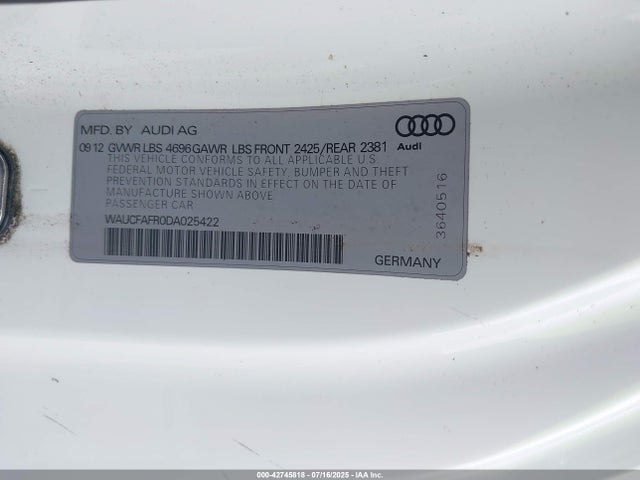 2013 AUDI A5 WAUCFAFR0DA025422 Photo 8