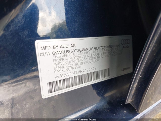 2011 AUDI A4 WAUWFAFL8BA122423 Photo 8