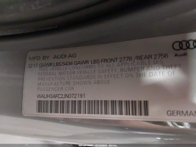 WAUH3AFC2JN072191 Audi 3.0t