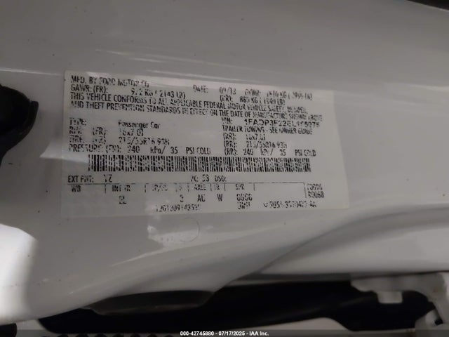 1FADP3F22EL155975 Ford 2014