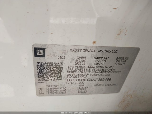 1GC1KREG4KF259406 Chevrolet l96 - e85 max, iron