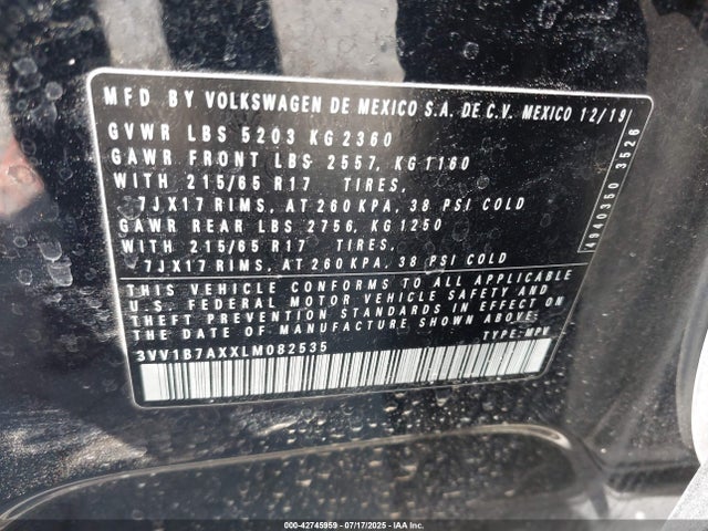 3VV1B7AXXLM082535 Volkswagen Tiguan
