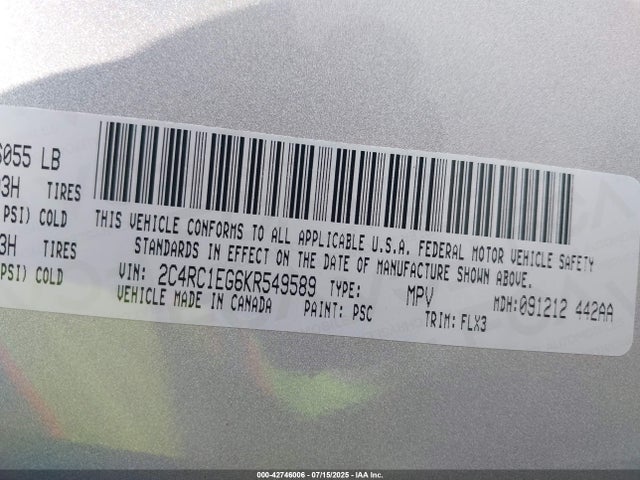 Chrysler Pacifica 2019 2C4RC1EG6KR549589 Image 9