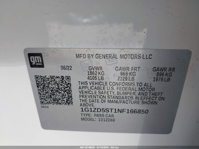 1G1ZD5ST1NF166850 Chevrolet lfv - direct injection, variable valve timing, gen 1 gmna