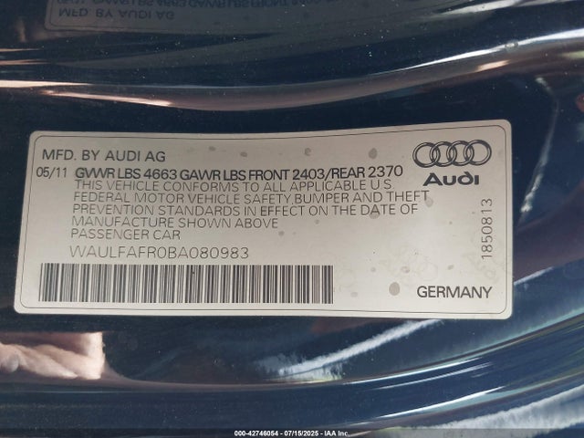 2011 AUDI A5 WAULFAFR0BA080983 Photo 8