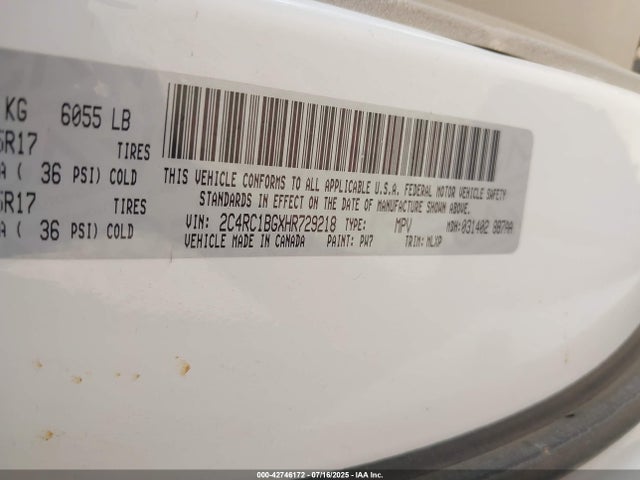 2C4RC1BGXHR729218 Chrysler Pacifica