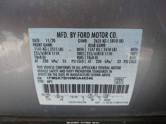 1FMSK7BH9MGA46546 Ford 2021