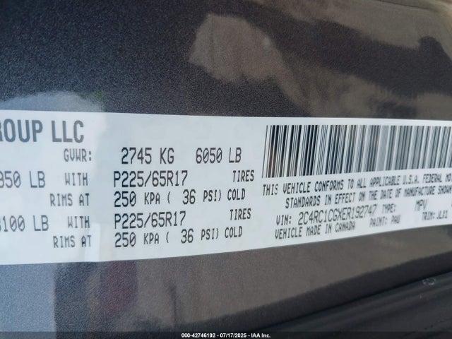 2C4RC1CGXER192747 Chrysler Town and Country