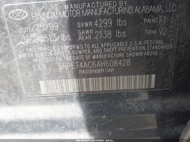 2010 HYUNDAI SONATA 5NPET4AC6AH608428 Photo 8
