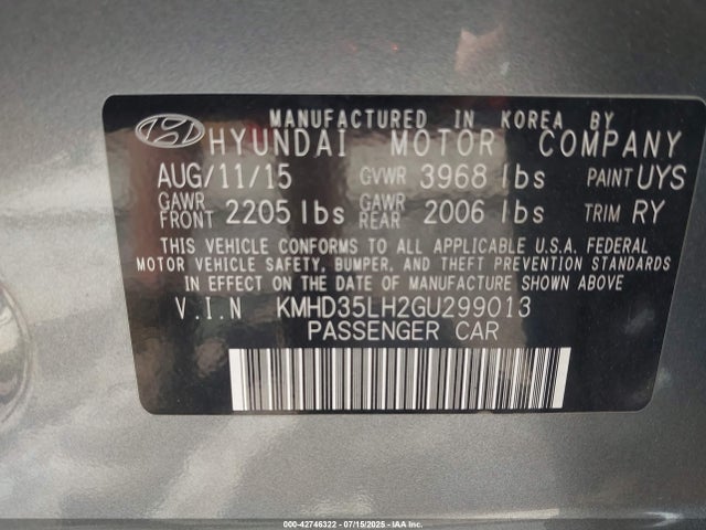 KMHD35LH2GU299013 Hyundai dohc gdi nu