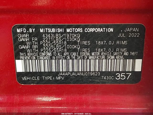 2022 MITSUBISHI OUTLANDER SPORT JA4APUAU4NU019623 Photo 8