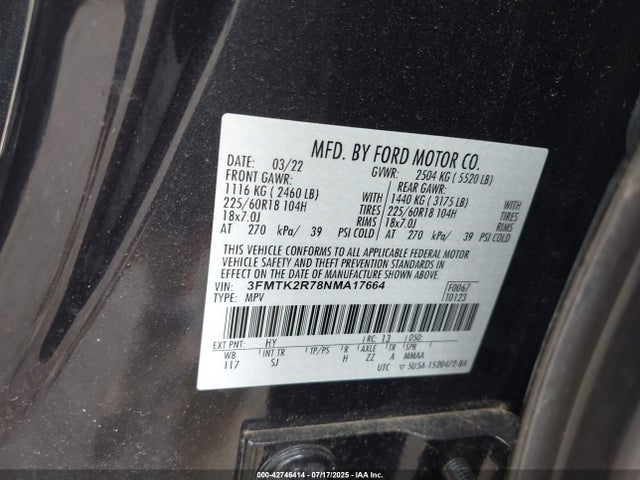Ford 2022 2022 3FMTK2R78NMA17664 Image 9