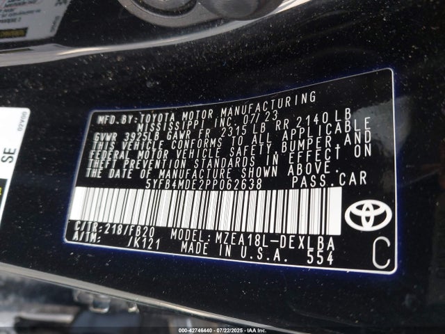 Toyota m20a-fks 2023 5YFB4MDE2PP062638 Image 9