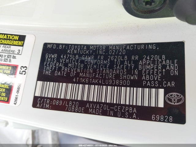4T1K61AK4LU938900 Toyota a25a-fks