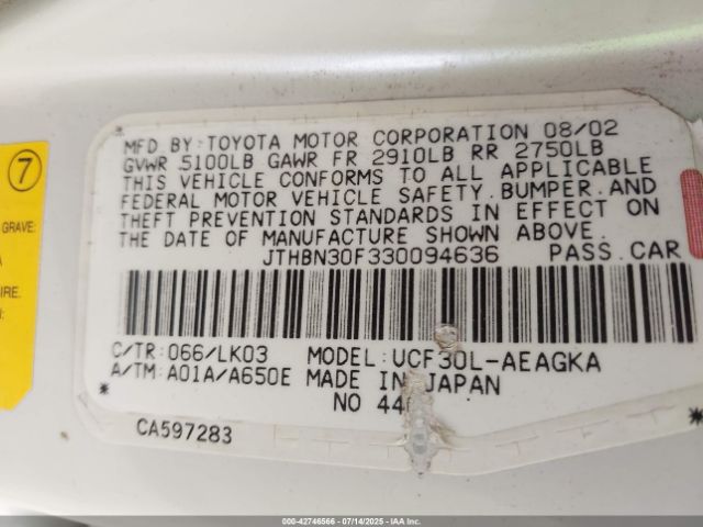 2003 LEXUS LS 430 JTHBN30F330094636 Photo 8