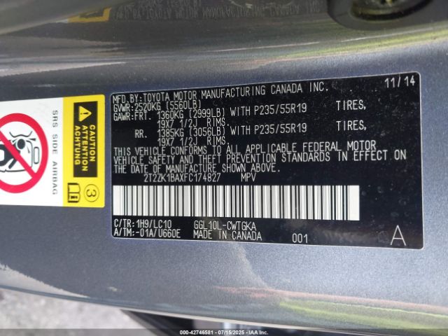 2015 LEXUS RX 350 2T2ZK1BAXFC174827 Photo 8