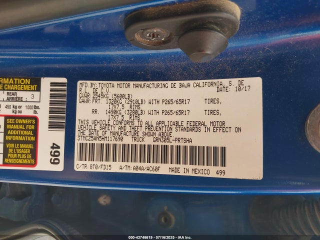 3TMCZ5AN5HM117690 Toyota 2gr-fks