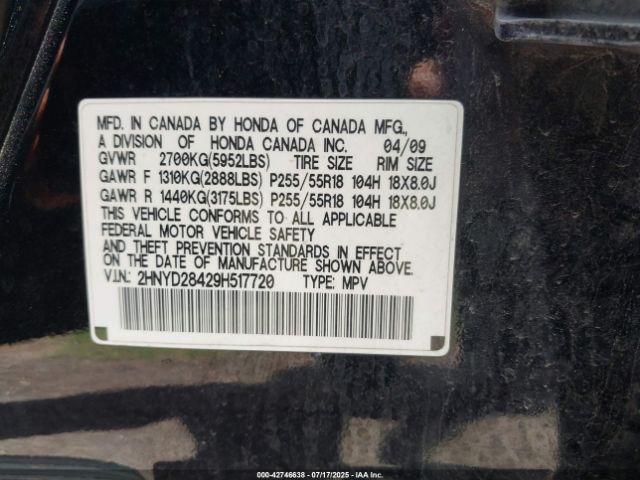 2009 ACURA MDX 2HNYD28429H517720 Photo 8