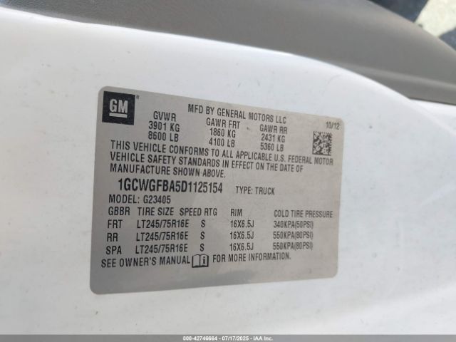 2013 CHEVROLET EXPRESS 2500 1GCWGFBA5D1125154 Photo 8
