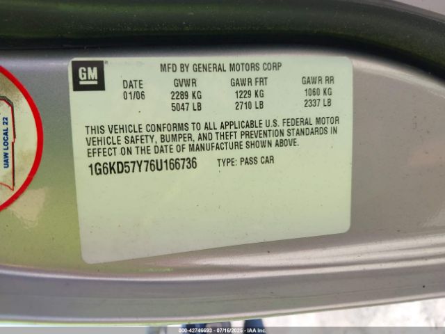 2006 CADILLAC DTS 1G6KD57Y76U166736 Photo 8