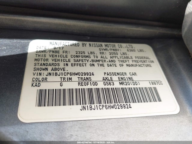 JN1BJ1CP6HW029924 Nissan 2017