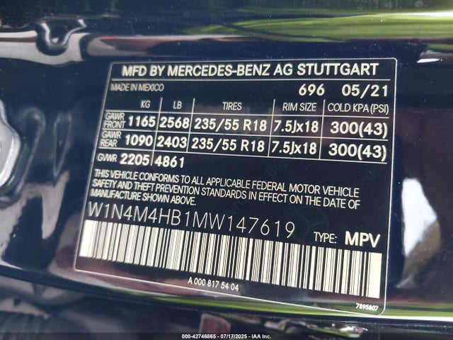 W1N4M4HB1MW147619 Mercedes-Benz m260