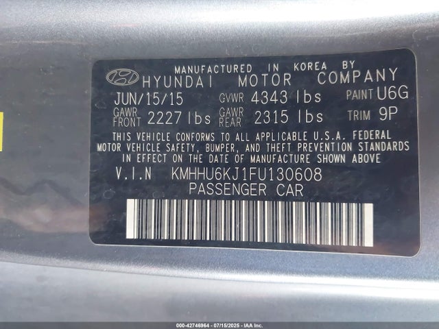KMHHU6KJ1FU130608 Hyundai gdi lambda ii