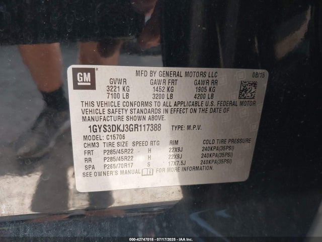 2016 CADILLAC ESCALADE 1GYS3DKJ3GR117388 Photo 8
