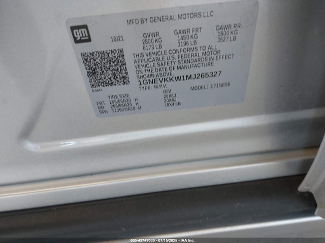 1GNEVKKW1MJ265327 Chevrolet lfy