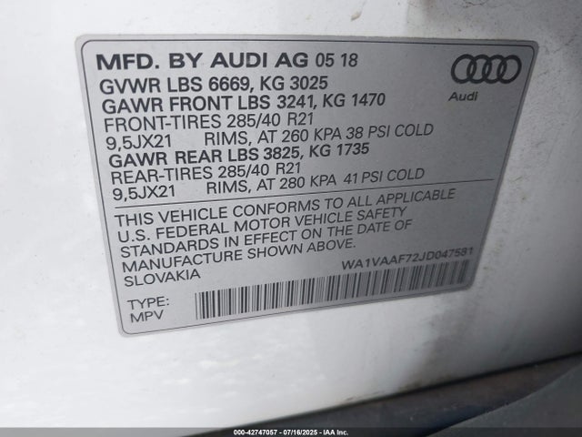 2018 AUDI Q7 WA1VAAF72JD047581 Photo 8