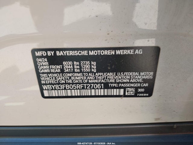 BMW I4 2024 WBY83FB05RFT27061 Image 9