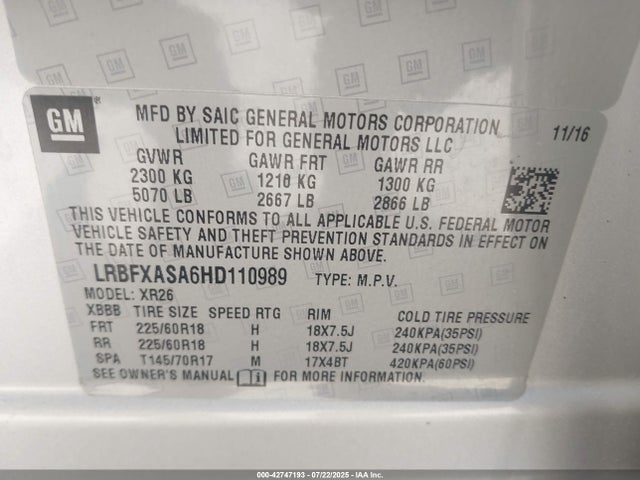 Buick lcv -sidi: spark ignited direct injection, vvt: variable valve timing, e85 max, e0-e100, alum, dcvcp 2017 LRBFXASA6HD110989 Image 9
