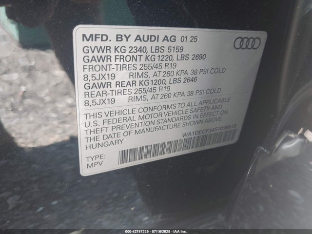 2025 AUDI Q3 WA1DECF34S1038618 Photo 8