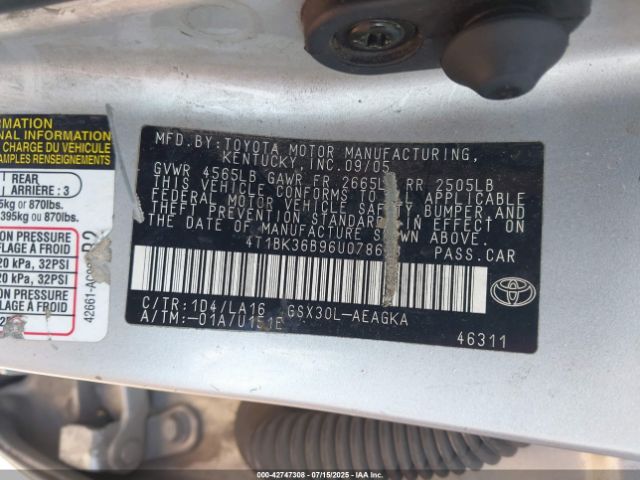 2006 TOYOTA AVALON 4T1BK36B96U078688 Photo 8