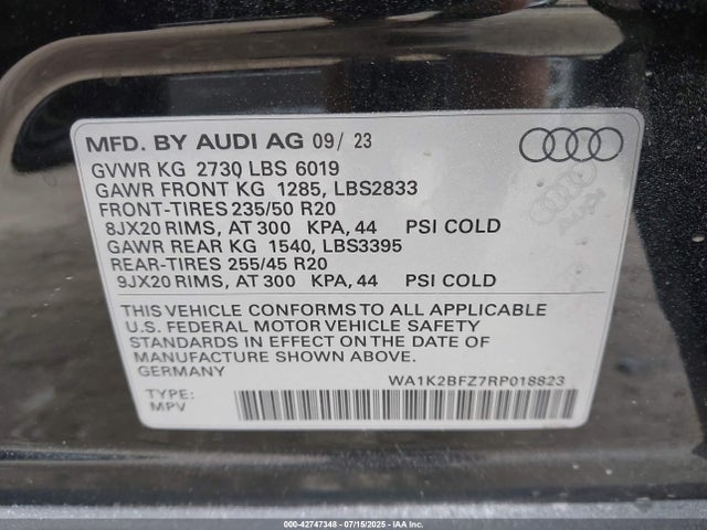 2024 AUDI Q4 E-TRON WA1K2BFZ7RP018823 Photo 8