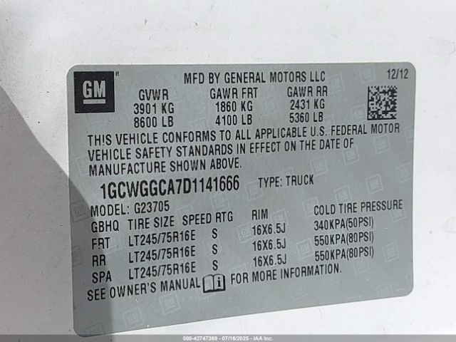 2013 CHEVROLET EXPRESS 2500 1GCWGGCA7D1141666 Photo 8