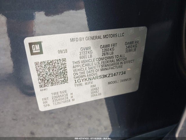 2019 CADILLAC XT5 1GYKNARS3KZ147734 Photo 8