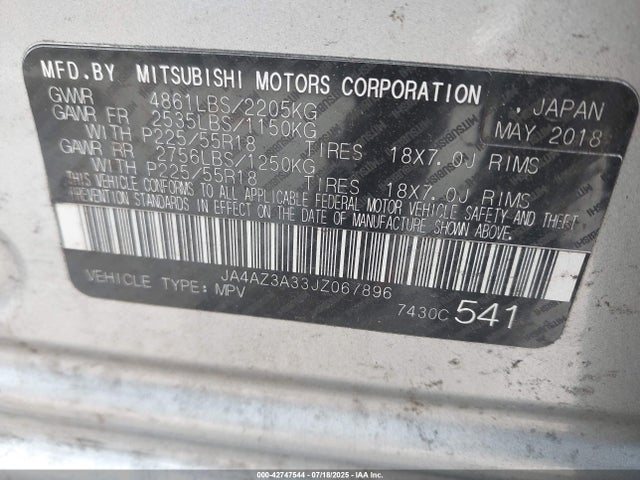 2018 MITSUBISHI OUTLANDER JA4AZ3A33JZ067896 Photo 8