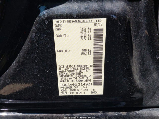 1N4AL3AP6GC214921 Nissan 2016