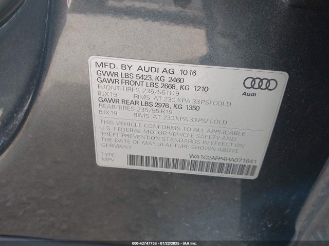 2017 AUDI Q5 WA1C2AFP4HA071641 Photo 8